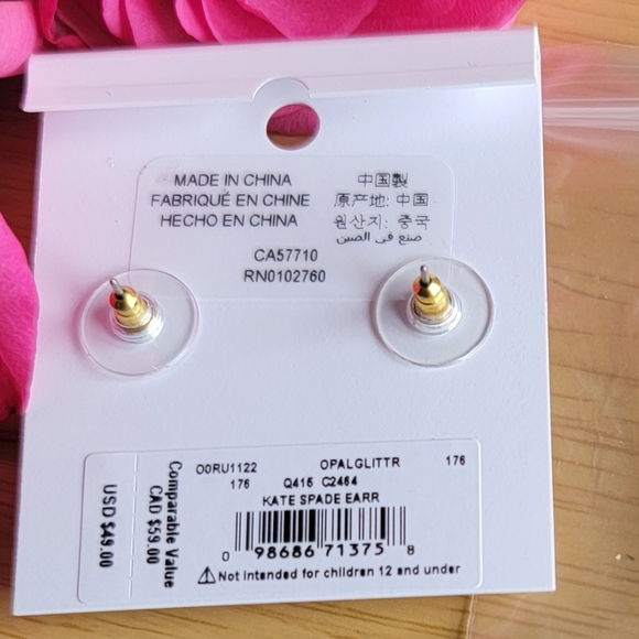 KATE SPADE Glitter Gumdrop Opal stud earrings.NWT* - Picture 3 of 6